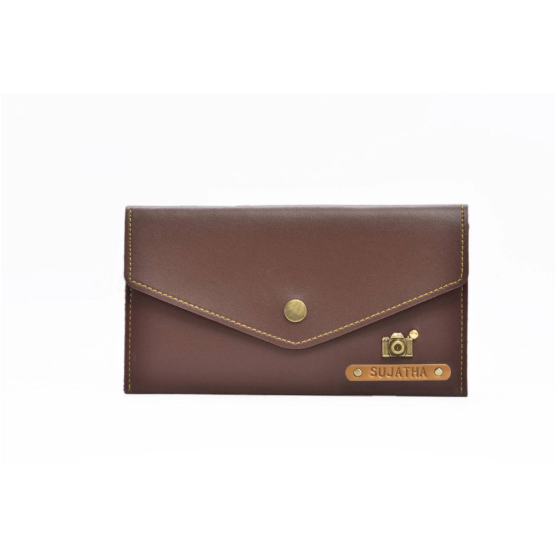 Brown Leather Envelope Style Clutch Shoulder Bag Mint - Ruby Lane